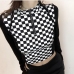 4Stylish Checkerboard Plaid Half Zip Women's Tops