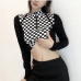 5Stylish Checkerboard Plaid Half Zip Women's Tops