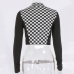 8Stylish Checkerboard Plaid Half Zip Women's Tops