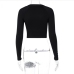 12Stylish Solid Fall Long Sleeve Cropped Tops