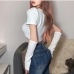 4Stylish White Hollow Out V-Neck Crop Top Ladies