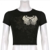 6Summer Black Printed Fitted Women T Shirts