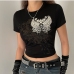 1Summer Black Printed Fitted Women T Shirts