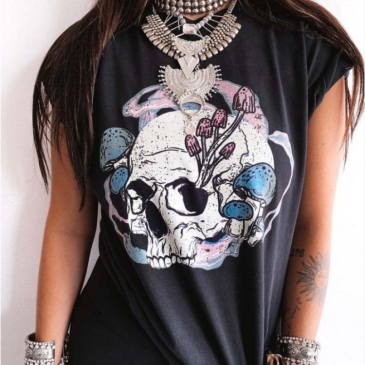 Summer Fashion Street Skull Printed T Shirt