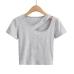 9Summer Hollow Out Inclined Neck White Women T Shirts