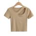 11Summer Hollow Out Inclined Neck White Women T Shirts