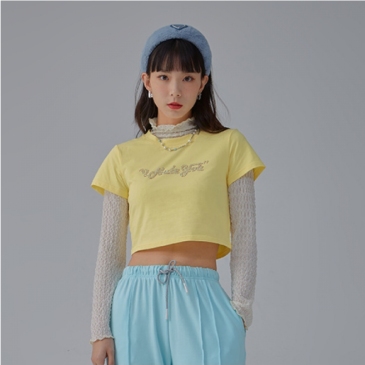 Summer Letter Hot Drilling  Cropped Top T Shirts