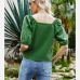 4Summer Sweet Green V Neck Top