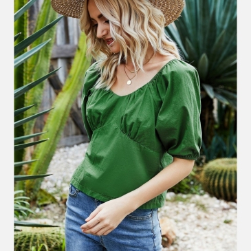 Summer Sweet Green V Neck Top