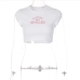 13Summer White Letter Embroidery Cap Sleeve Cropped Tops