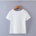 4Summer White Printed Crew Neck Short Sleeve Tees