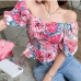 4Sweet Vacation Style Puffy Sleeve Backless Top