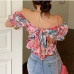 7Sweet Vacation Style Puffy Sleeve Backless Top