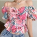 1Sweet Vacation Style Puffy Sleeve Backless Top