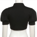 12Trendy Fitted Hollow Out Puff Sleeve Crop Tops