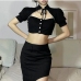 6Trendy Fitted Hollow Out Puff Sleeve Crop Tops