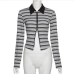 16Trendy Turndown Collar Striped Zipper Up T Shirts