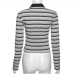 4Trendy Turndown Collar Striped Zipper Up T Shirts