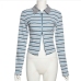 10Trendy Turndown Collar Striped Zipper Up T Shirts