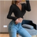 4Trendy V-Neck Long Sleeve T-Shirts For Women