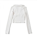 7Turndown Collar Long Sleeve Cropped Top