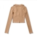 11Turndown Collar Long Sleeve Cropped Top