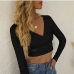 4Twist Knot Long Sleeve Hollow Out Cropped Top