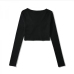 8Twist Knot Long Sleeve Hollow Out Cropped Top