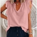 7V Neck Solid Ruffled Ladies Tee Shirts