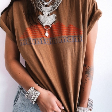 Vintage Printed Short Sleeve Women T Shirts