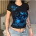 4Women V Neck Printed Short Sleeve Fitted T Shirts