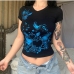 5Women V Neck Printed Short Sleeve Fitted T Shirts