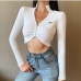 1Zipped Front Long Sleeve Crop Top