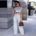 1 Casual Solid Short Sleeve Two-Piece Pants Set