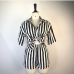 9 Fashion Striped 2 Pieces Blouse And Shorts Set