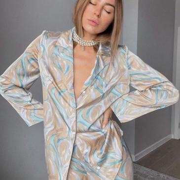  Leisure Time Print Long Sleeve Two Piece Sets