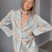 1 Leisure Time Print Long Sleeve Two Piece Sets