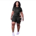 3 Pure Color Hollowed Out Short Sleeve Shorts Sets