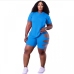 4 Pure Color Hollowed Out Short Sleeve Shorts Sets