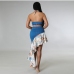 4 Sexy Denim Ruffled Sleeveless Skirt Set