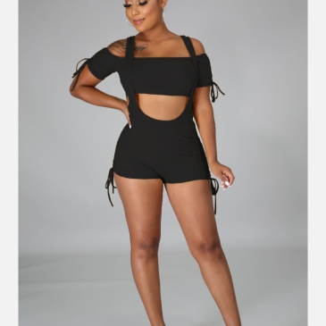  Sexy Drawstring Backless Two-Piece Set