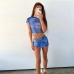 3 Sexy Printing  Cropped Short Sleeve Skirt Sets