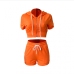11 Sexy Solid Color Hooded Two-Piece Shorts Sets