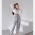 3Casual Gray Women Pant And Long Sleeve Set