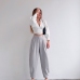 1Casual Gray Women Pant And Long Sleeve Set