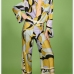 1Casual Printed Color Blocking 2 Piece Pant Sets