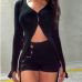 1Casual Solid Long Sleeve 2 Piece Short Set