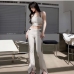 1Chic Hollow Out Halter Top With Long Pants 