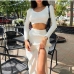 7Chic Solid High Slit Top And Skirt Set