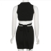 7Color Block Keyhole Crop Top With Skirt